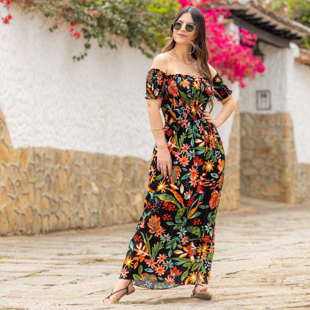 Vestido largo flores NEW
