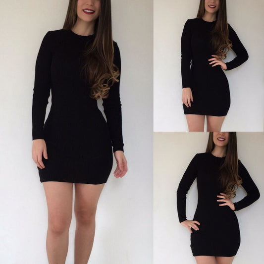 Vestido negro manga larga