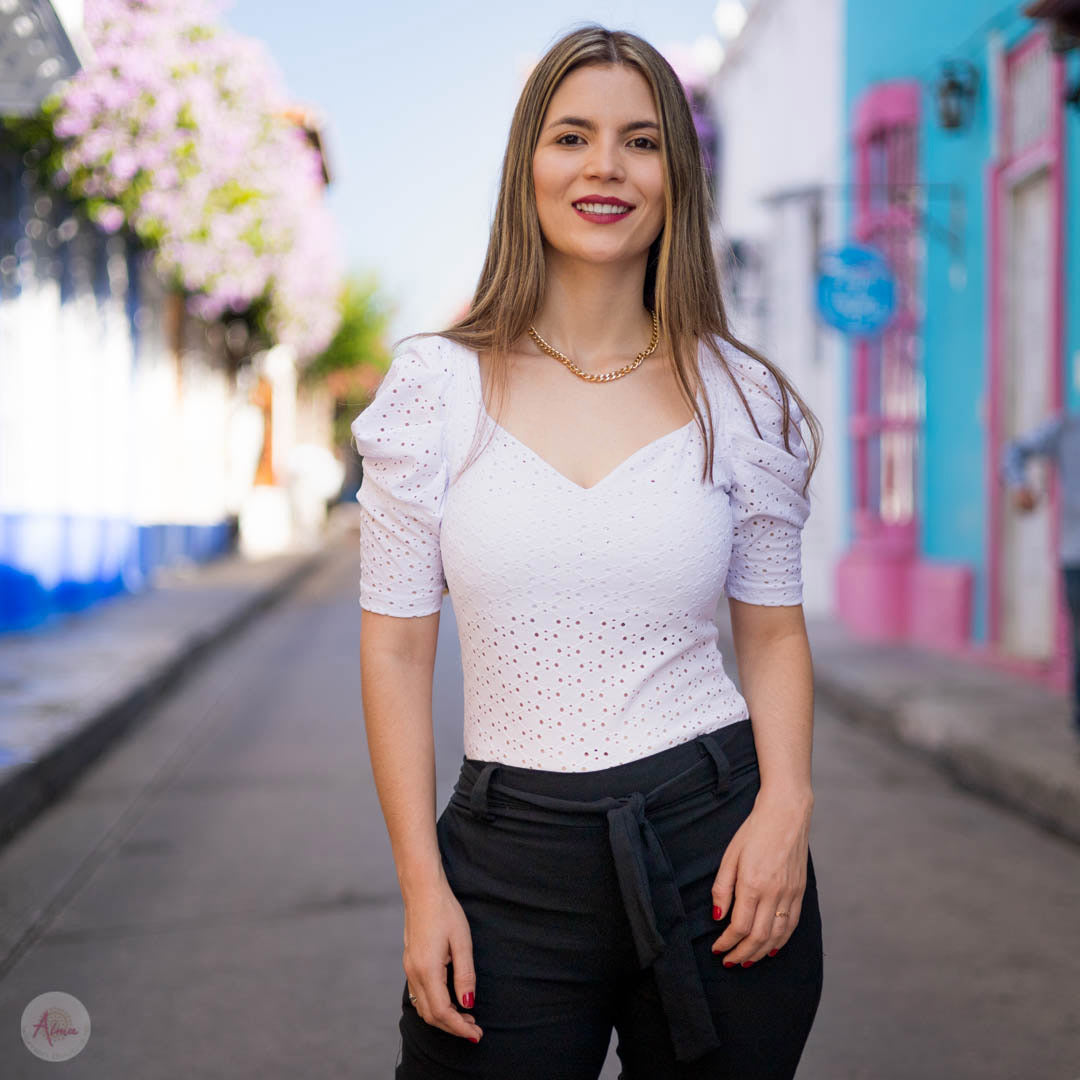 Blusa blanca Ojalillo