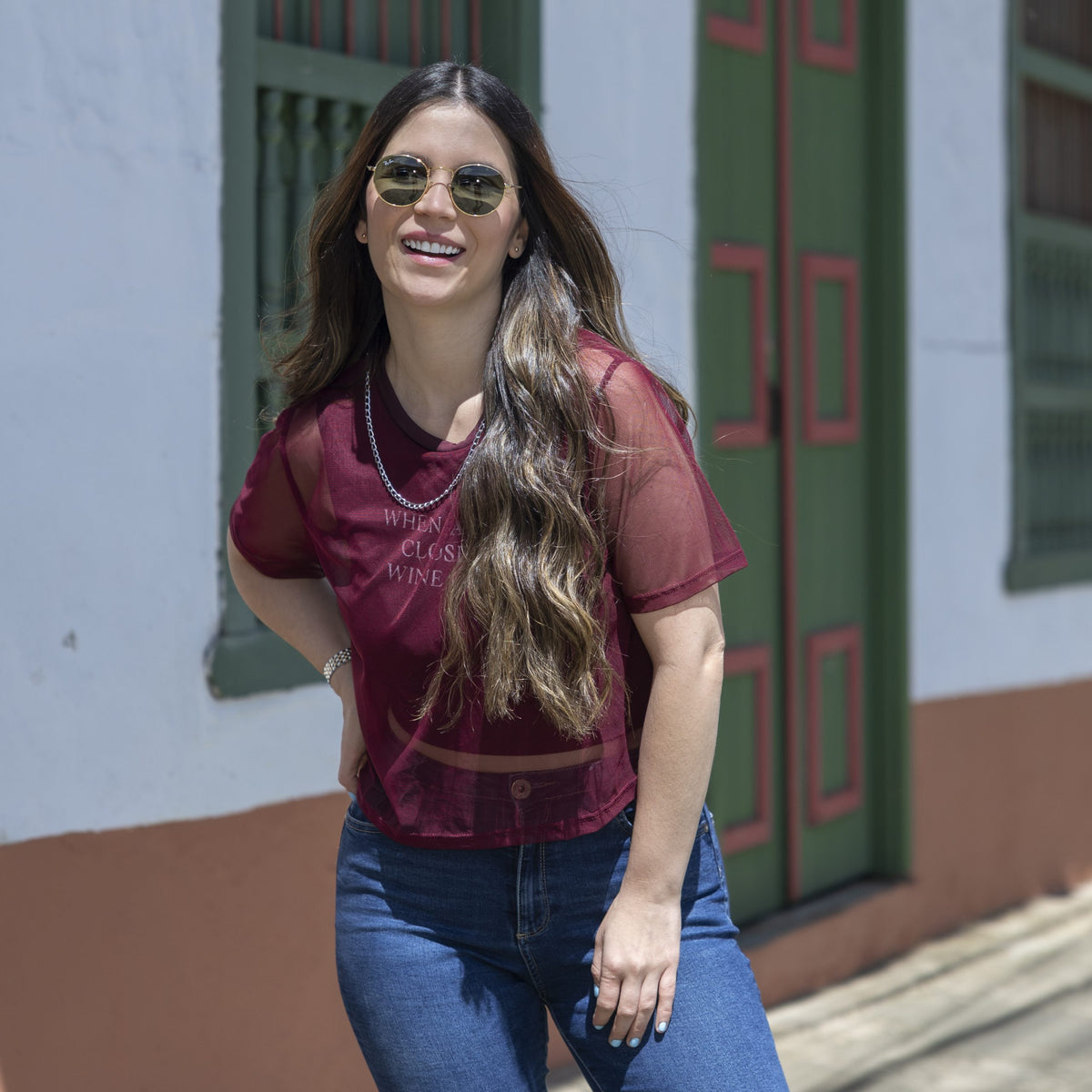 Blusa malla vinotinto