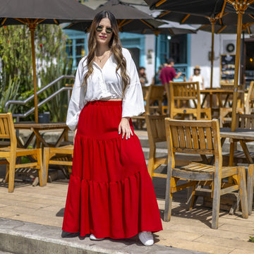 Falda Larga Roja