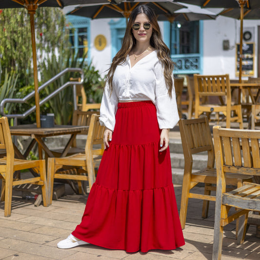 Falda Larga Roja