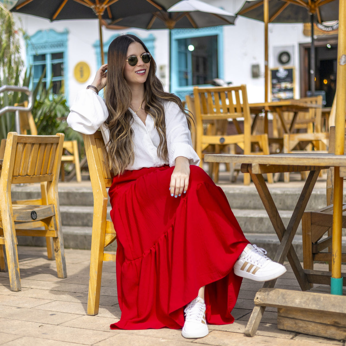 Falda Larga Roja