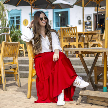Falda Larga Roja