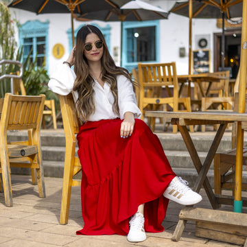 Falda Larga Roja