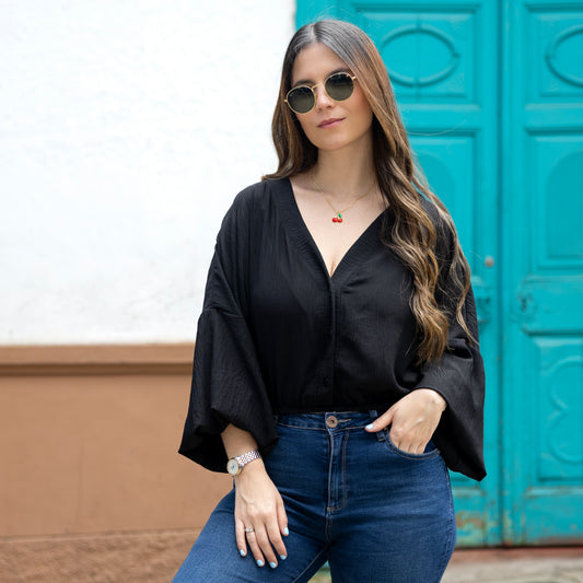 Blusa Negra Botones