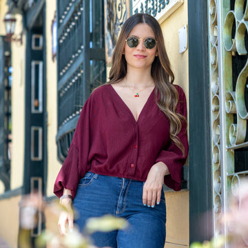 Blusa Vinotinto Botones