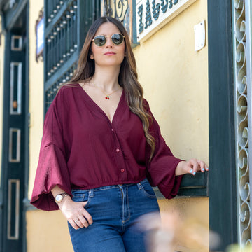 Blusa Vinotinto Botones