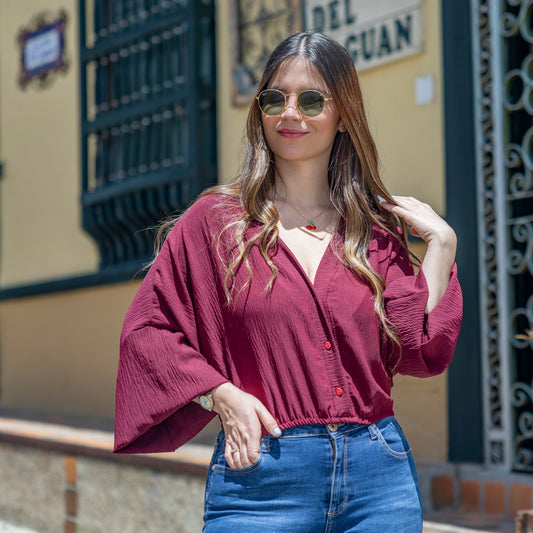 Blusa Vinotinto Botones