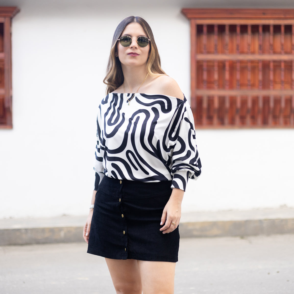 Blusa Cebra Cuello Bandeja