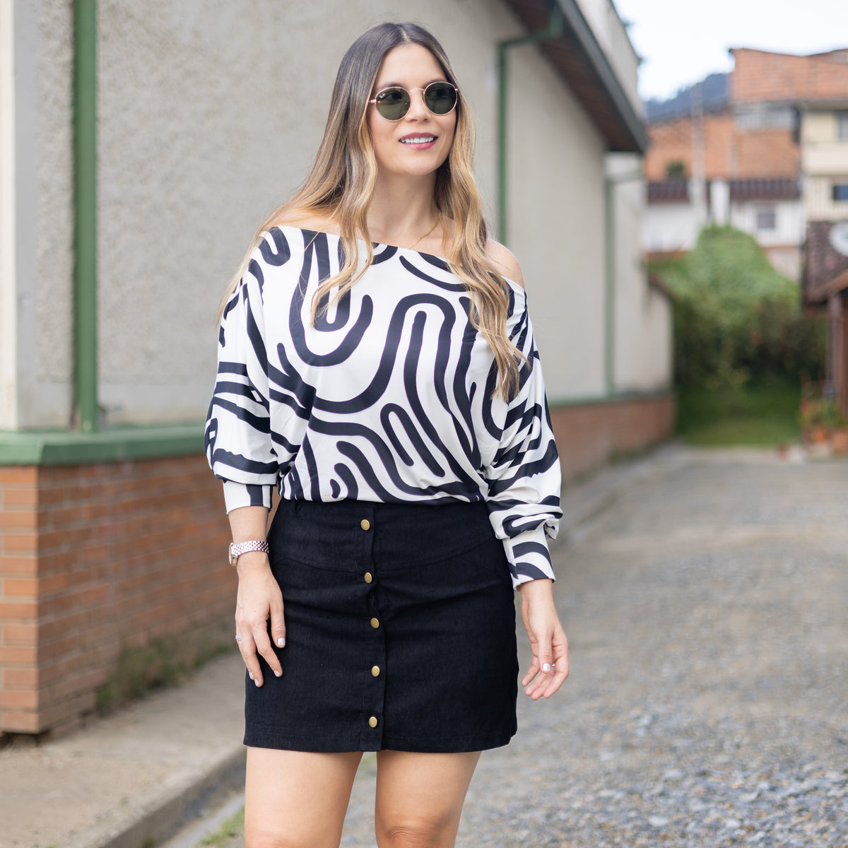 Blusa Cebra Cuello Bandeja