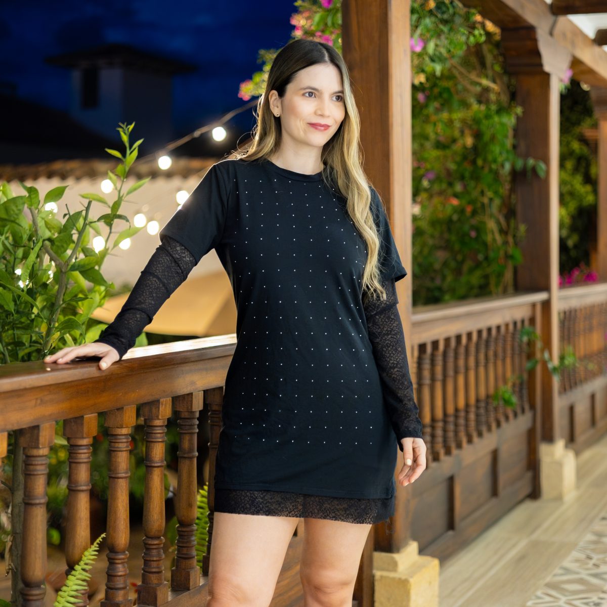 Vestido malla negro