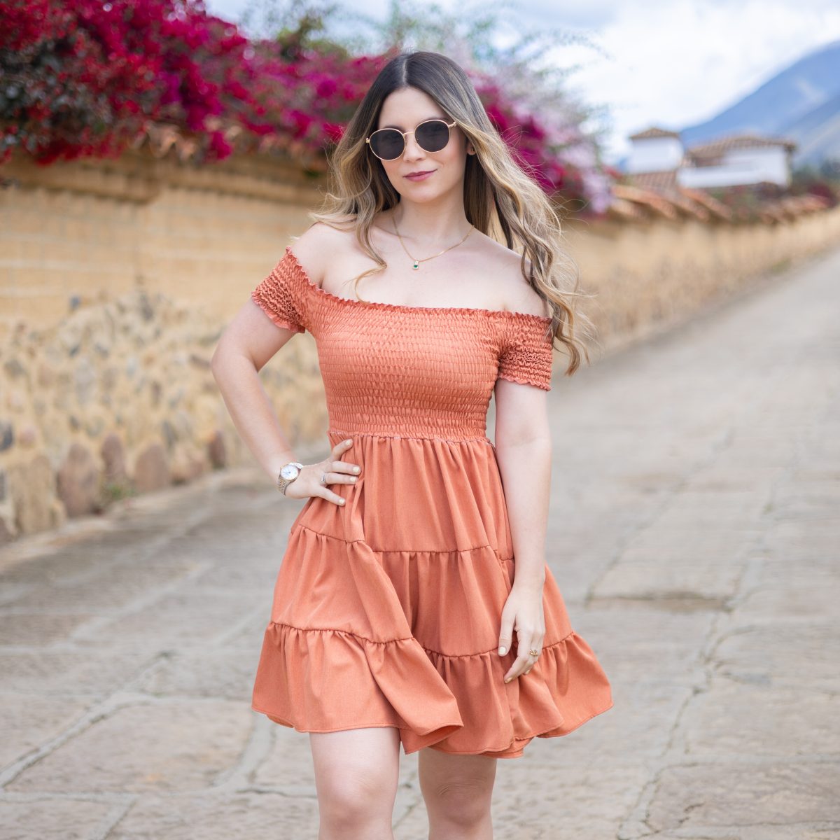Vestido terracota encauchado