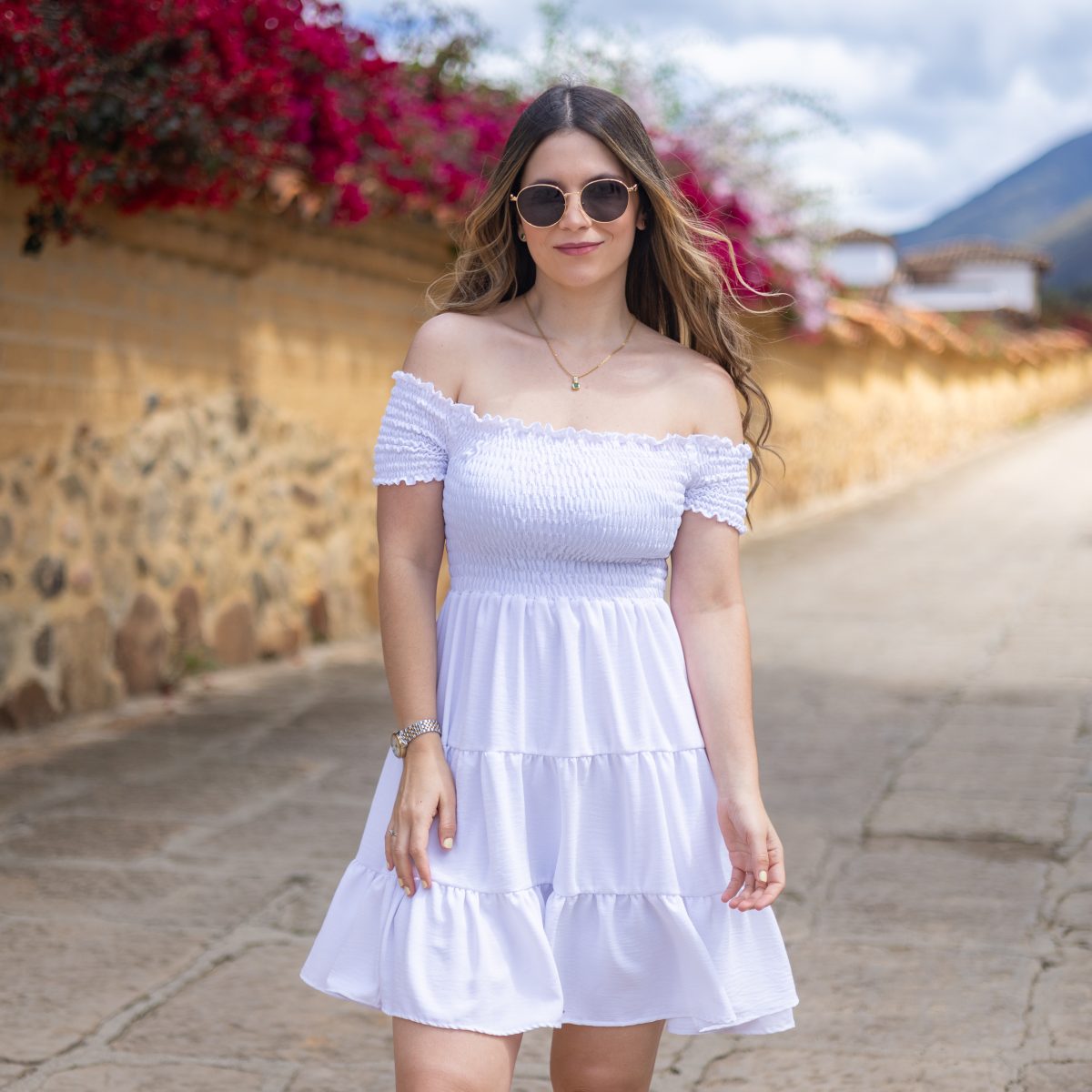 Vestido blanco encauchado