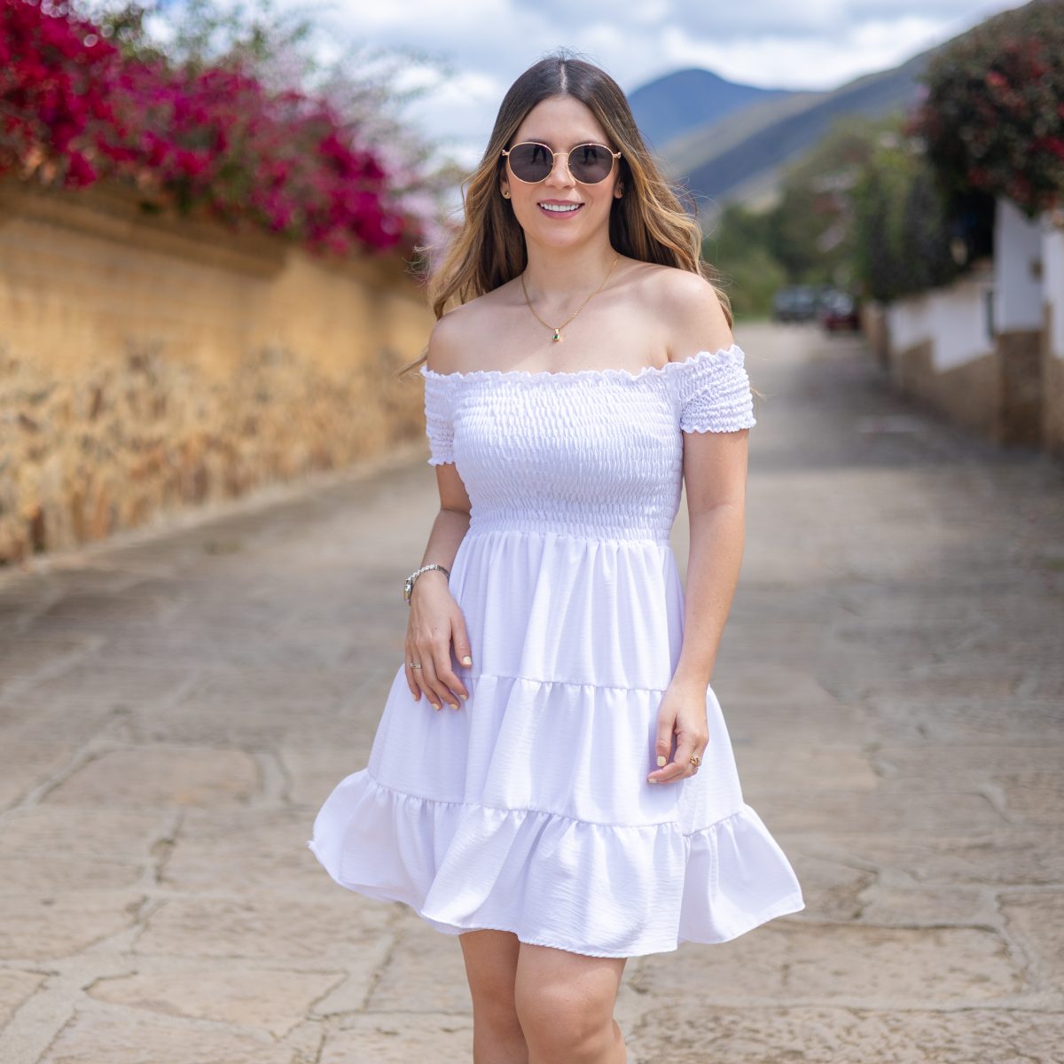 Vestido blanco encauchado