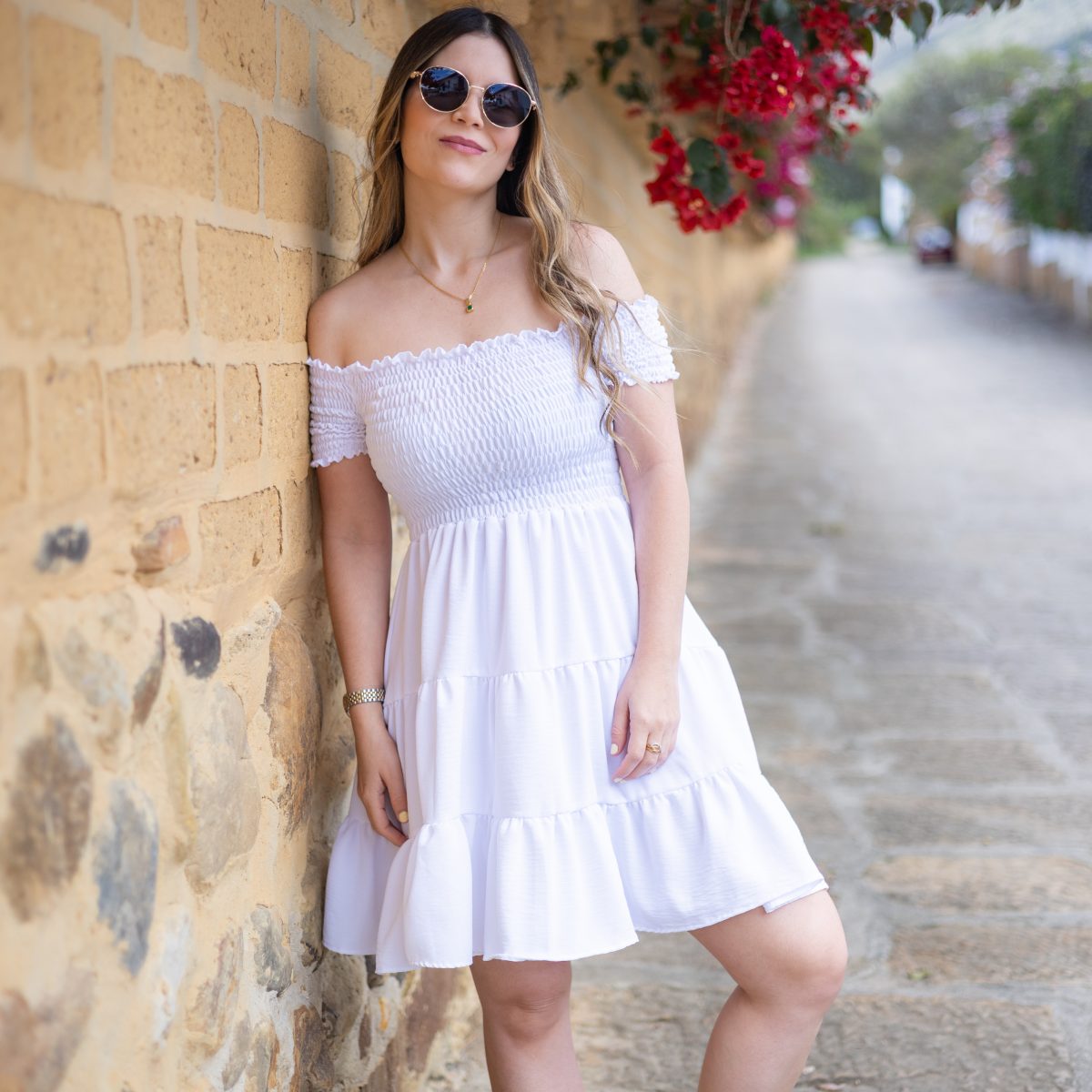 Vestido blanco encauchado