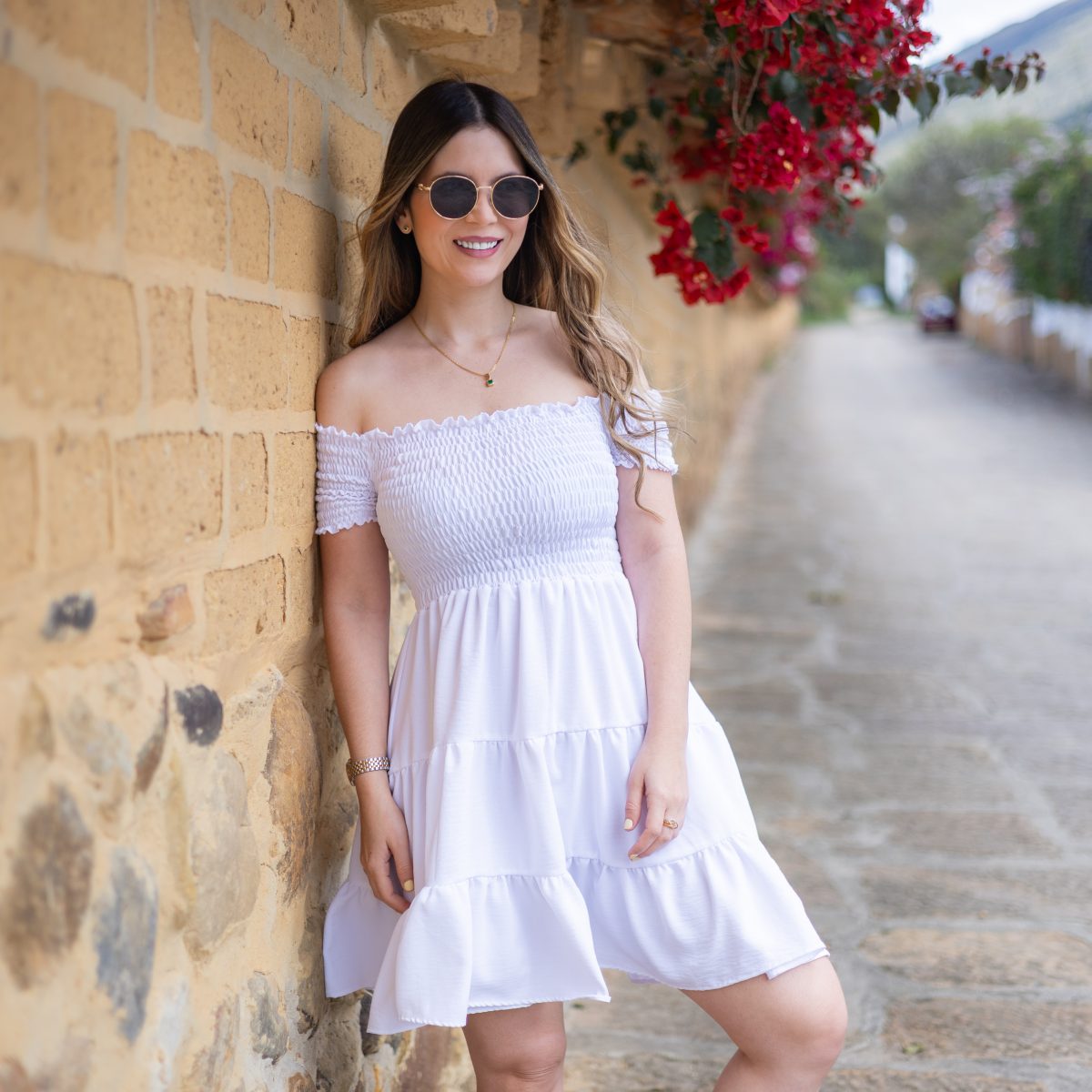 Vestido blanco encauchado
