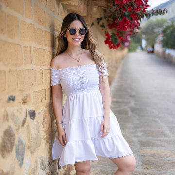 Vestido blanco encauchado