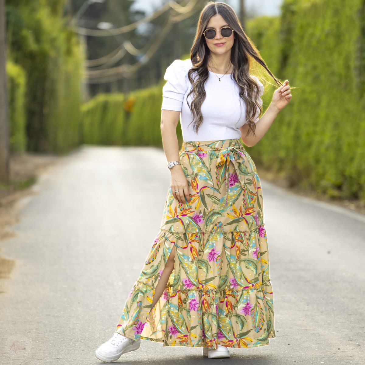 Falda larga flores New