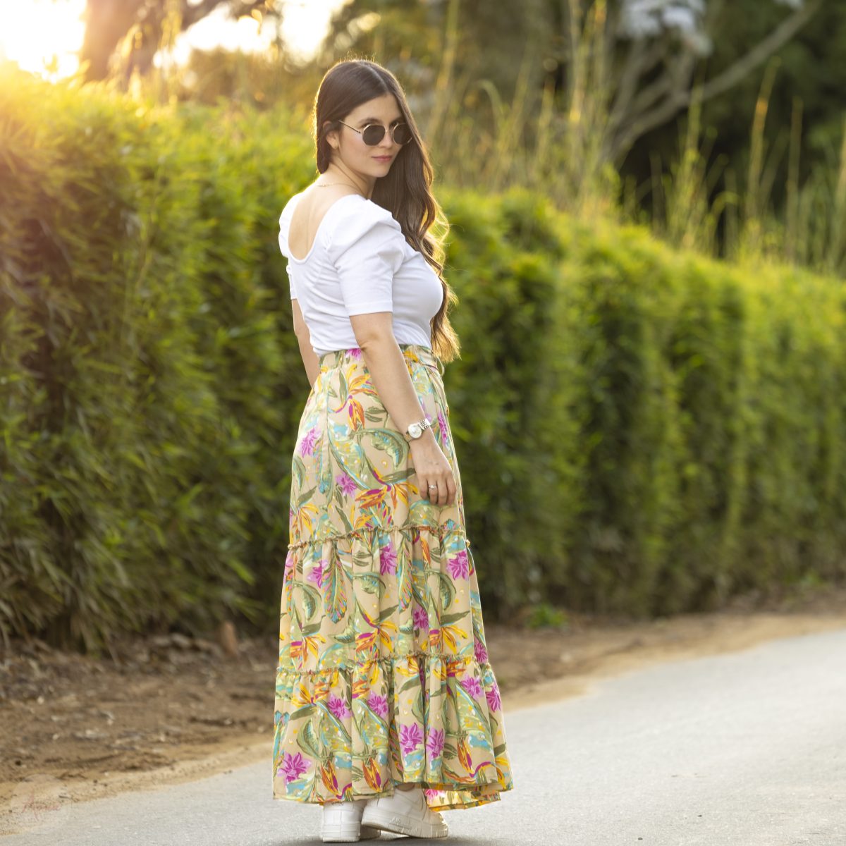 Falda larga flores New