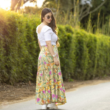 Falda larga flores New