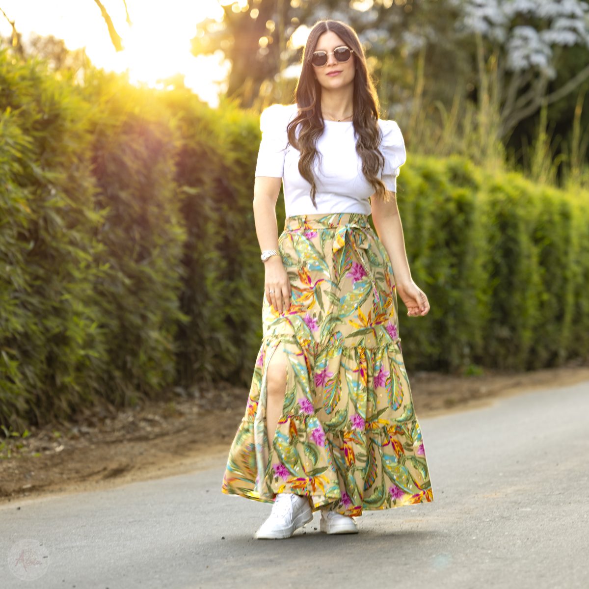 Falda larga flores New