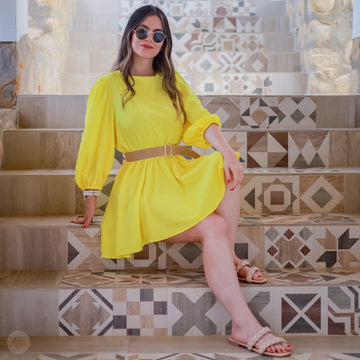 Vestido amarillo rotondo + cinturón