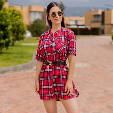 Vestido rojo cuadros