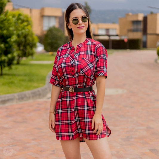 Vestido rojo cuadros