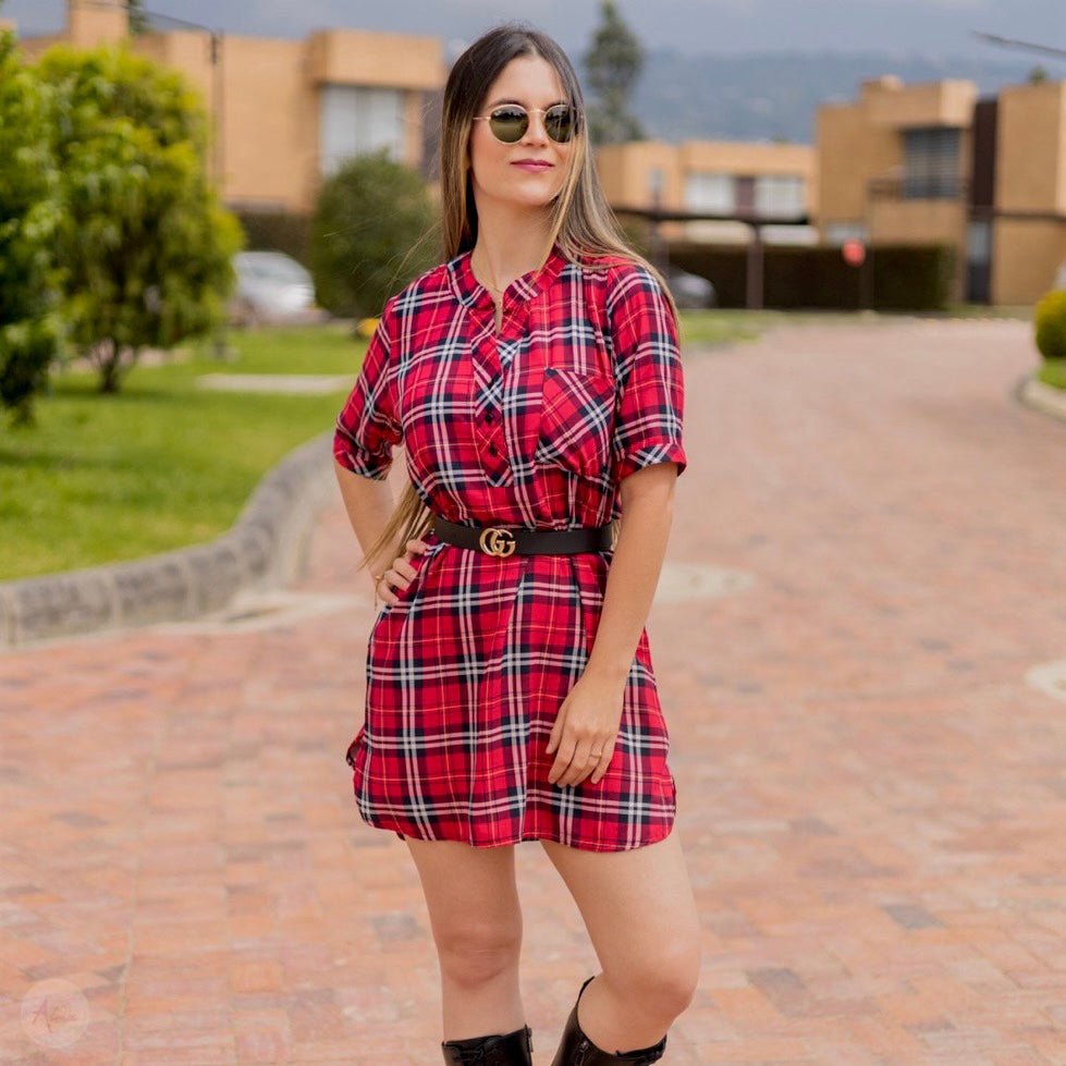 Vestido rojo cuadros