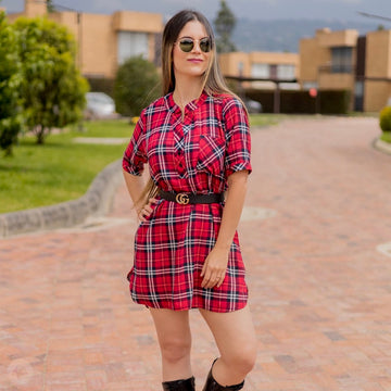 Vestido rojo cuadros