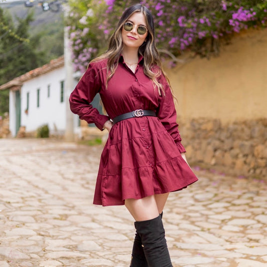 Vestido vinotinto rotondo