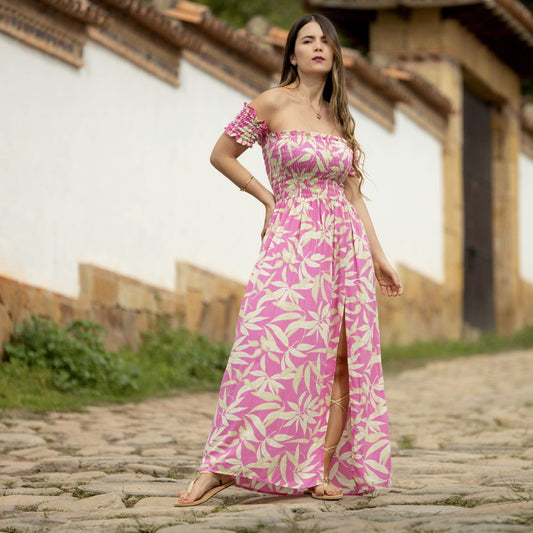 Vestido largo rosa