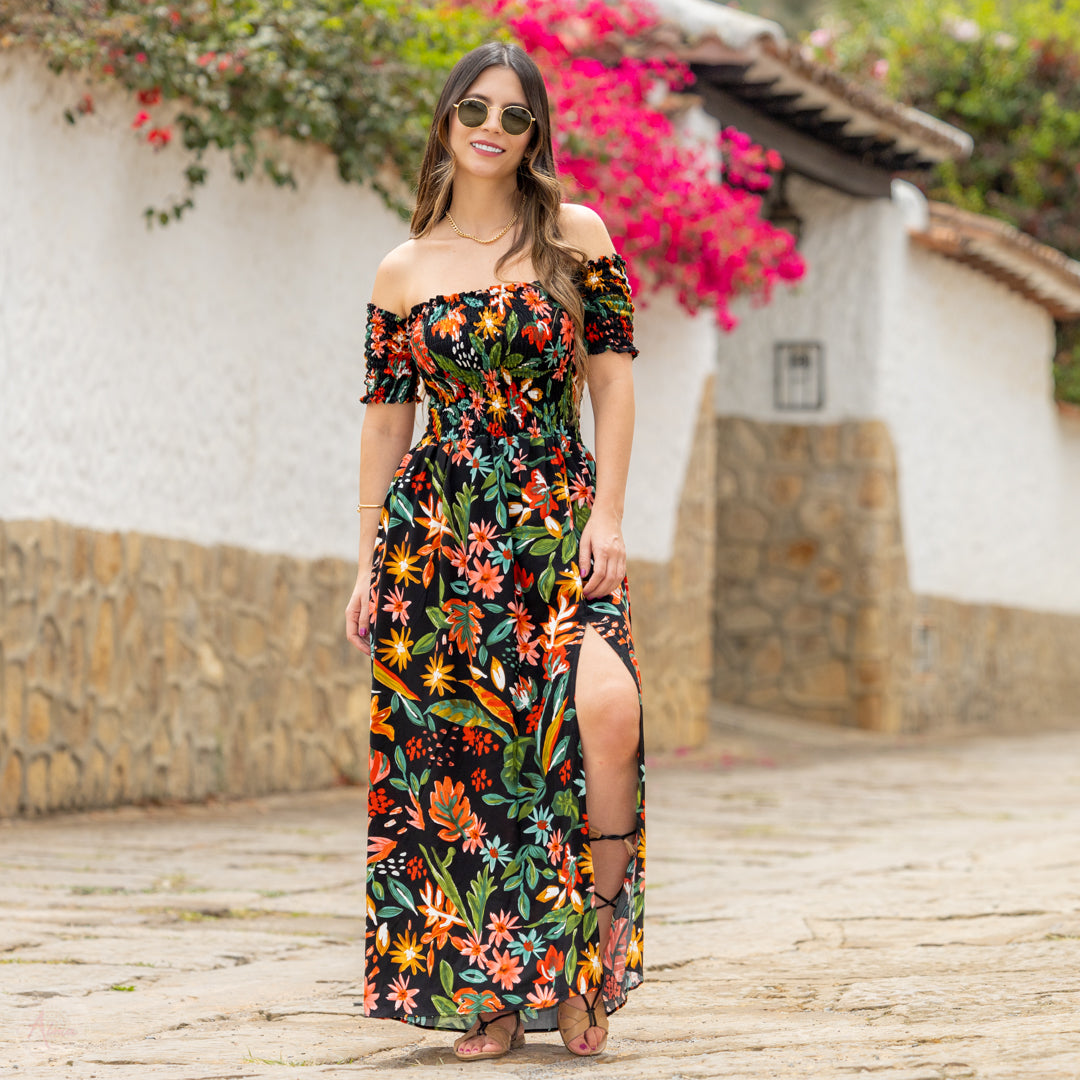 Vestido largo flores NEW