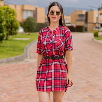 Vestido rojo cuadros
