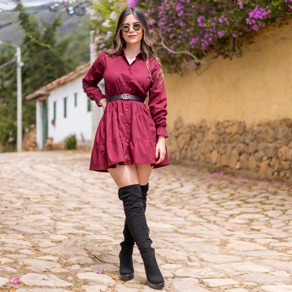 Vestido vinotinto rotondo