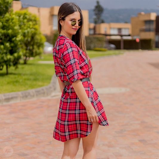 Vestido rojo cuadros
