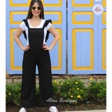 Enterizo Pantalón Negro Blusa Blanca