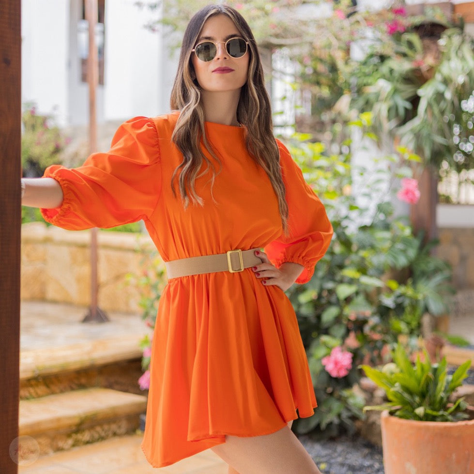 Vestido Naranja Rotondo + Cinturon