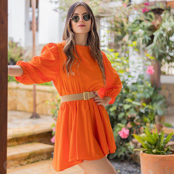 Vestido Naranja Rotondo + Cinturon