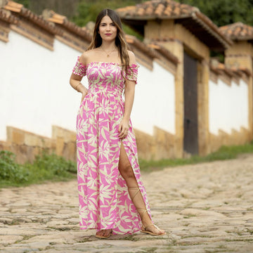Vestido largo rosa