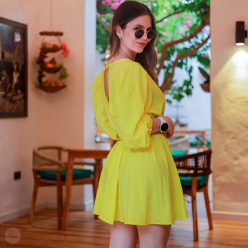 Vestido amarillo rotondo + cinturón