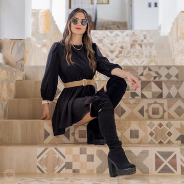 Vestido Negro Rotondo + Cinturon