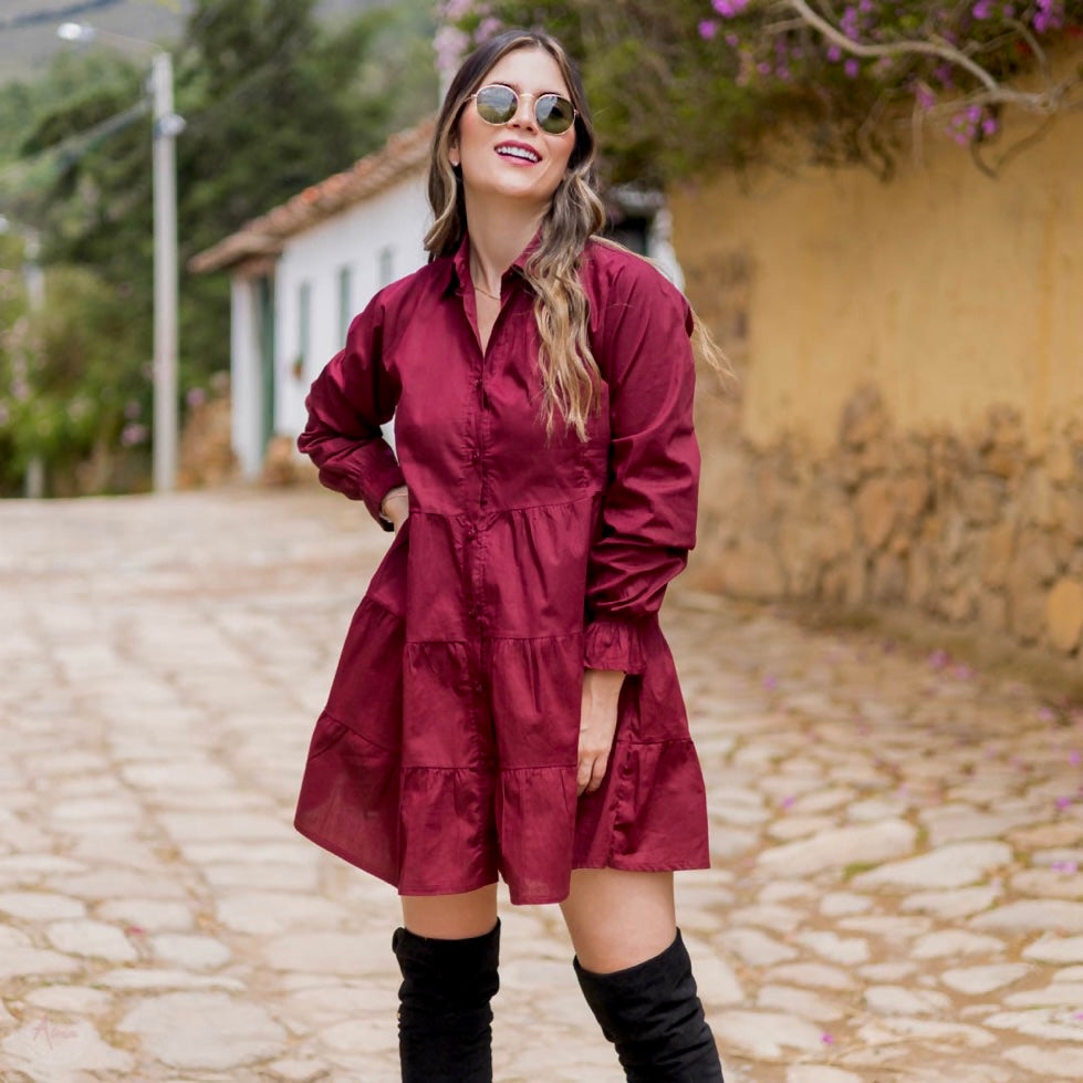 Vestido vinotinto rotondo