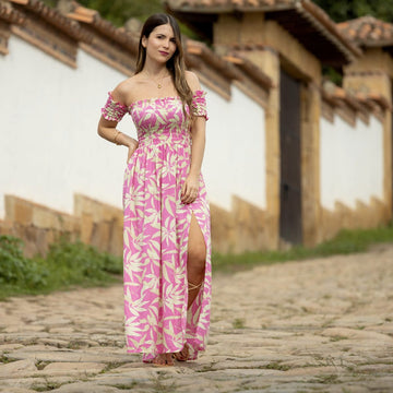Vestido largo rosa