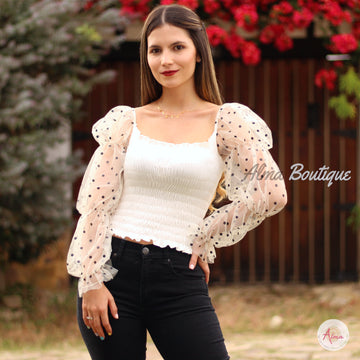 Blusa blanca manga pepas
