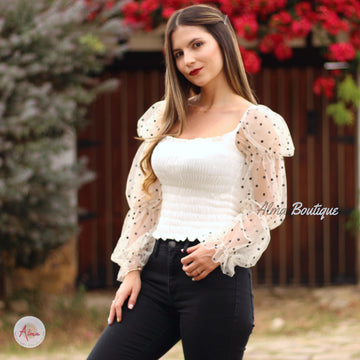 Blusa blanca manga pepas