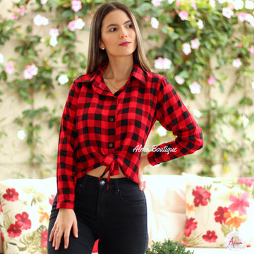 Blusa cuadros rojos