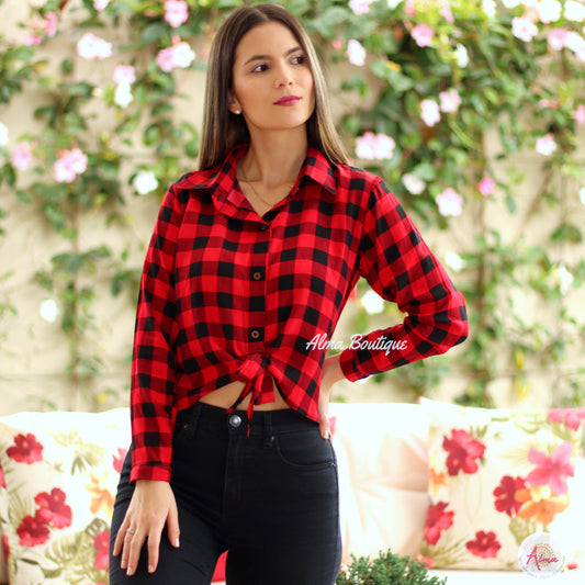 Blusa cuadros rojos
