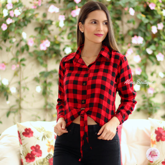 Blusa cuadros rojos